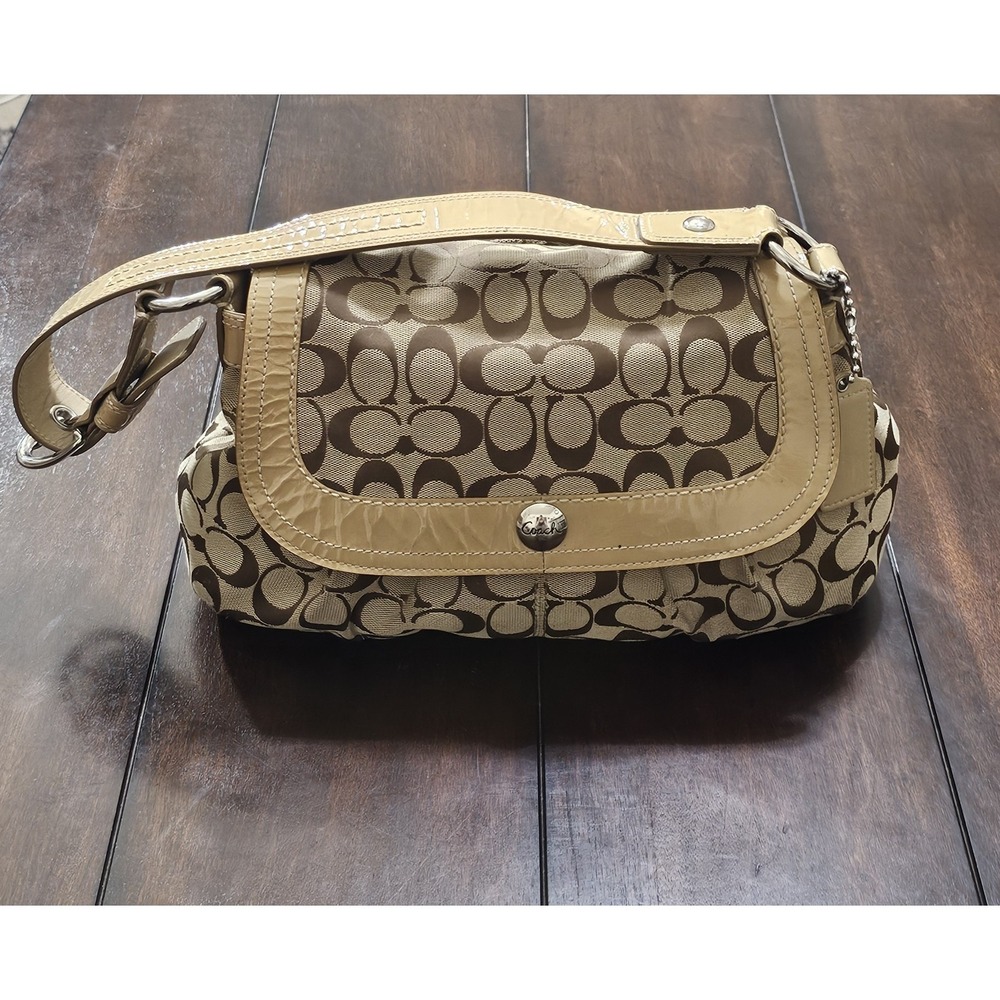Coach F13739 Signature Soho Flap Shoulder Bag Purse Tan With Matching Wallet Y2K - Picture 2 of 14
